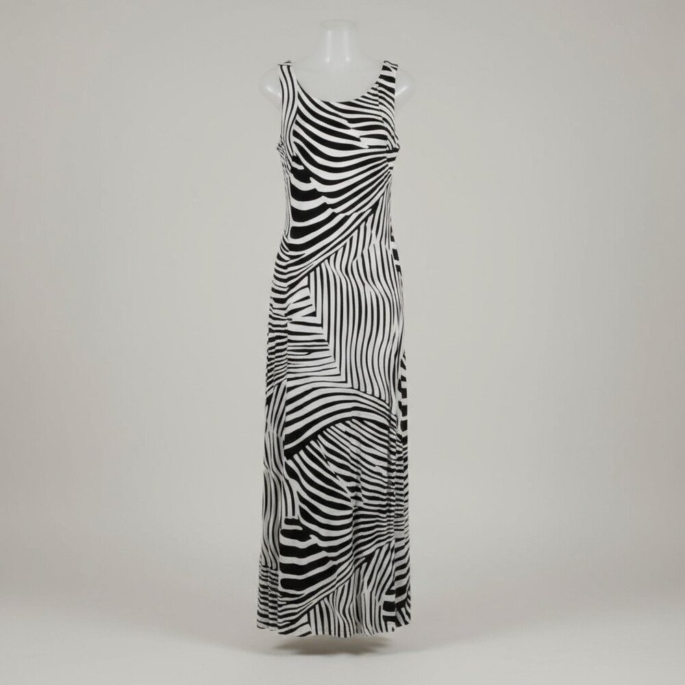 Chico's Black and White Zebra Print Maxi Dress Large
